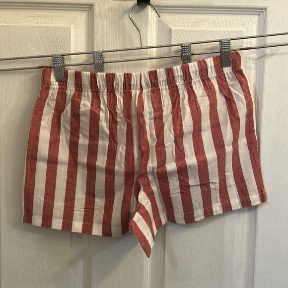 NWT Stars Above Women's Linen Blend Striped Pajama Shorts Small Red White - Picture 2 of 16